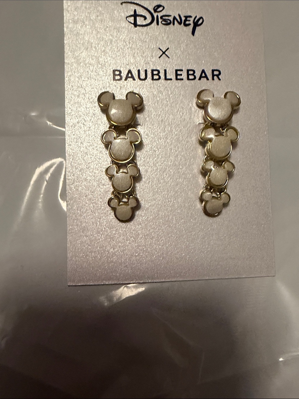 Disney Gold and Pearl-Effect Stacked Mickey Drop Earrings